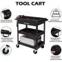 TUFFIOM 3 Tier Rolling Tool Cart, 330 LBS Capacity Industrial Service Cart, Heavy Duty Steel Utility Cart, Tool Organizer with Drawer, Perfect for Garage, Warehouse & Repair Shop (Black)