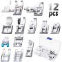 12 Pieces Sewing Machine Presser Foot Set Snap On Sewing Machine Spare Parts Accessories Multifunctional Sewing Foot Presser for Low Shank Sewing Machine, Compatible with Brother Singer Janome Toyota