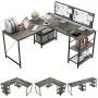 Bestier L-Shaped Desk with Storage Shelves Adjustable 95.2'' 2 Person Desk Modern Industrial Corner Computer Desk, Large L Desk for Home Office Student Writing Gaming Workstation, Gray Bestier L-Shaped Desk with Storage Shelves Adjustable 95.2'' 2 Person Desk Modern Industrial Corner Computer Desk, Large L Desk for Home Office Student Writing Gaming Workstation, Gray