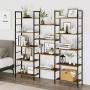 Homfa Triple Wide 5-Tier Bookcase, Large Etagere Bookshelf Industrial Open Storage Display Shelves Organizer, 68.5L x 11.8W x 68.1H Inches Solid Wood Book Shelf with Metal Frames for Home Office