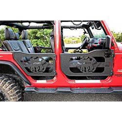 JROAD Compatible with Tubular Doors Jeep Wrangler 07-18 JK JKU Rubicon Sahara Sport 4-Door W/Side View Mirrors Soldier LOGO