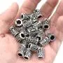 Yahpetes Hair Beads 24 Pcs Viking Rune Beads Sliver Norse Rings 0.51'' Norse Rings Original Viking Runes Charms Beads for Bracelets Paracord Pendant Necklace DIY for Beard Hair