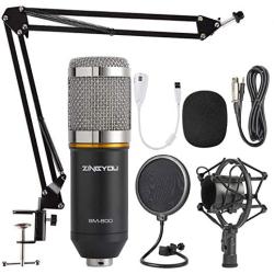 ZINGYOU Condenser Microphone Bundle, BM-800 Mic Kit with Adjustable Mic Suspension Scissor Arm, Shock Mount and Double-Layer Pop Filter for Studio Recording & Brocasting (BM-800 Microphone Bundle)