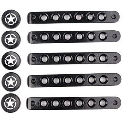 HOZAN 5pcs/Set Aluminum Door Handle Inserts with Star Push Button Knobs Cover Trim Compatible with 2007-2017 Jeep Wrangler JK Unlimited 4 Door