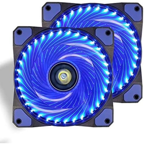 120mm PC Case Cooling Fan,CONISY Gaming 120 mm Super Silent Computer LED Cooler High Airflow Fans for Desktops - Blue (2 Pack)