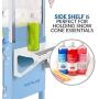 Nostalgia 54-Inch Tall Snow Cone Cart, Metal Scoop Makes 72 Icy Treats, Includes 2 Syrup Bottles, 100 Paper Cups/Spoons, Storage Compartment, Wheels For Easy Mobility – Blue