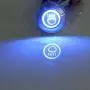 ESUPPORT 12V Car Vehicle Blue LED Light Main Beam Push Button Metal Toggle Switch Socket Plug Wire Latching 19mm Balck Shell