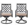 PHI Villa Patio Swivel Chair Outdoor Metal Dining Chairs Patio Furniture Sets Garden Backyard Cushion All-Weather - 2 PC