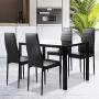 DKLGG 5-Piece Kitchen Dining Table Set for Dining Room, 4 Faux Leather Metal Frame Chairs, Dinette, Compact Space w/Glass Tabletop