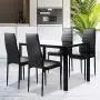 DKLGG 5-Piece Kitchen Dining Table Set for Dining Room, 4 Faux Leather Metal Frame Chairs, Dinette, Compact Space w/Glass Tabletop