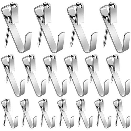 100 Pieces Christmas Heavy Duty Picture Hangers Photo Frame Hanging Hooks with Nails on Wooden Drywall for Home Office Hanging Decoration, 30 Lbs, 50 Lbs, 100 Lbs (Silver)