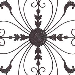 gb Home Collection Metal Wall Decor, Decorative Victorian Style Hanging Art, Steel Decor, Rectangular Design, 19.7 x 44 Inches, Espresso Brown