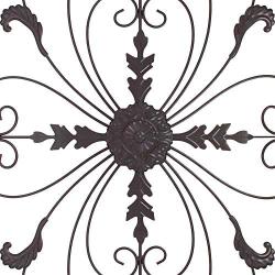 gb Home Collection Metal Wall Decor, Decorative Victorian Style Hanging Art, Steel Decor, Rectangular Design, 19.7 x 44 Inches, Espresso Brown