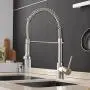 OWOFAN Kitchen Faucets Low Lead Commercial Solid Brass Single Handle Single Lever Pull Down Sprayer Spring Kitchen Sink Faucet, Brushed Nickel OWOFAN Kitchen Faucets Low Lead Commercial Solid Brass Single Handle Single Lever Pull Down Sprayer Spring Kitchen Sink Faucet, Brushed Nickel
