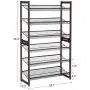 SONGMICS 6-Tier Shoe Rack, Set of 2 Stackable 3-Tier Shoe Organizer, Metal Mesh Shoe Shelf Storage for 18 to 24 Shoes, Adjustable Flat or Angled Shelves, Bronze ULMR03A-2