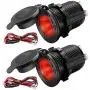 ZHSMS Universal 12V/24V Car Cigarette Lighter Socket Replacement with Red LED for Car Marine Motorcycle ATV RV and More, Waterproof, Pack of 2 ZHSMS Universal 12V/24V Car Cigarette Lighter Socket Replacement with Red LED for Car Marine Motorcycle ATV RV and More, Waterproof, Pack of 2
