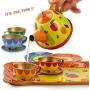 Liberty Imports Colorful Fruit Tin Tea Party Set for Kids - Metal Teapot and Cups Kitchen Playset