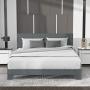 Allewie King Size Upholstered Platform Bed Frame with Headboard, Fabric Upholstered Mattress Foundation, Strong Wood Slat Support and Metal Legs, Box Spring Optional, Easy Assembly, Light Grey