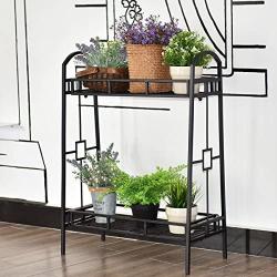 Giantex Plant Stand Flower Pot Rack 2 Tier Metal Flower Pot Rack Heavy Duty Plant Display Holder Decor