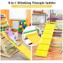 Costzon Foldable Wooden Climbing Triangle Ladder for Sliding & Climbing, 2 in 1 Triangle Climber with Safety Climbing Ladder for Toddlers, Suitable for Children Boys Girls (Colorful)