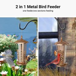 Sahara Sailor Bird Feeder, 2 in 1 Wild Bird Feeders for Outside, Metal Birdfeeder for Outdoor - Antique Copper Finish - 2.5 lbs Hanging House Seed Feeder for Garden Yard Outside Decoration