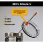 RAINIER Stainless Steel Metal Drinking Straws | Fits Yeti RTIC or Any 20 or 30 oz Tumbler| Extra Long Reusable Ecofriendly | Set of 8 Angled Straws with Silicone Silencers, Comfort Tips, 2 Brushes