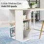 Office Computer Writing Desk with Storage Large Work Desk with 5 Shelves Students Study Table Modern Wood Home PC Laptop Table with Metal Legs White Furniture Sets(43.3 x 19.7 x 29.5 inches)