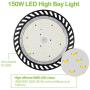 LED High Bay Light 150W 1-10V Dimmable 5000K 21,000lm UFO LED High Bay Light Fixture 5 Cable with US Plug [250W/400W MH/HPS Equiv.] Commercial Warehouse/Workshop/Wet Location Area Light