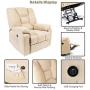 oneinmil Electric Power Lift Recliner Chair, Linen Recliners for Elderly, Home Sofa Chairs with Heat & Massage, Remote Control, 3 Positions, 2 Side Pockets and USB Ports, Light Camel