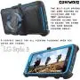 COVRWARE Iron Tank case Compatible with LG Stylo 3 / Stylo 3 Plus with Built-in Screen Protector Heavy Duty Full-Body Rugged Holster Armor Cover Brushed Metal Texture Design Belt Clip Kickstand, Blue