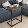 Homemaxs C Table Sofa Side Table, End Snack Table with Wood Finish and Metal Frame, Couch Tables That Slide Under for Living Room and Small Spaces-Easy Assembly Homemaxs C Table Sofa Side Table, End Snack Table with Wood Finish and Metal Frame, Couch Tables That Slide Under for Living Room and Small Spaces-Easy Assembly