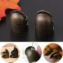 4 Pieces Sewing Thimble, Metal Copper Sewing Thimble Finger Protector Adjustable Finger Shield Ring Fingertip Thimble Sewing Quilting Craft Accessories DIY Sewing Tools(2 Small + 2 Medium)