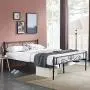 VECELO Bed Frame/Mattress Foundation with Vintage Headboard & Footboard, Easy Assembly, Queen, Black