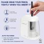 Electric Pencil Sharpener, Durable Helical Blade to Fast Sharpen, Auto Stop for No.2/Colored Pencils(6-8mm), USB/Battery Operated in School Classroom/Office/Home (WHITE)