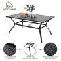 MFSTUDIO 7-Piece Metal Outdoor Patio Dining Bistro Set with 6 Swivel Armrest Chairs and Steel Frame Slat Larger Rectangular Table with 1.57“ Umbrella Hole,1 Table and 6 Backyard Garden Swivel Chairs