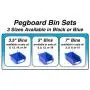 Right Arrange Pegboard Bins - 12 Pack Blue - Hooks to Any Peg Board - Organize Hardware, Accessories, Attachments, Workbench, Garage Storage, Craft Room, Tool Shed, Hobby Supplies, Small Parts