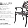 Kinger Home 5-Piece Cast Aluminum Patio Dining Set w/ 4 Chairs, Umbrella Hole, Lattice Weave Design - Antique Brown