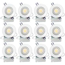 LUMINOSUM 4 Inch 9W COB LED Gimbal Downlight with Junction Box, 700lm, 60W Equiv, Dimmable IC Rated Airtight, ETL & Energy Star Listed, Warm White 3000k, 12-Pack