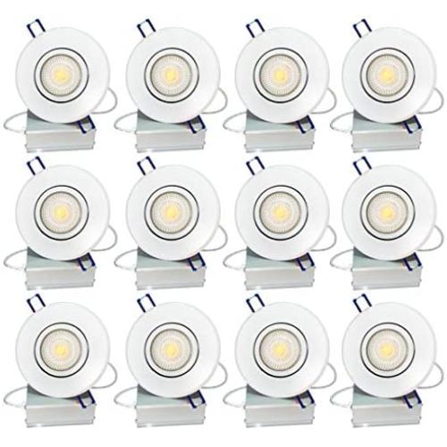 LUMINOSUM 4 Inch 9W COB LED Gimbal Downlight with Junction Box, 700lm, 60W Equiv, Dimmable IC Rated Airtight, ETL & Energy Star Listed, Warm White 3000k, 12-Pack