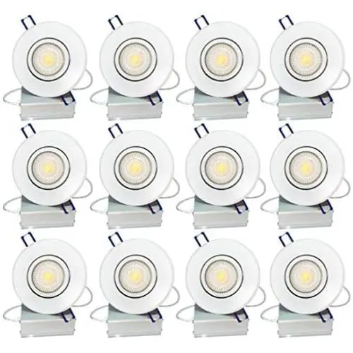LUMINOSUM 4 Inch 9W COB LED Gimbal Downlight with Junction Box, 700lm, 60W Equiv, Dimmable IC Rated Airtight, ETL & Energy Star Listed, Warm White 3000k, 12-Pack