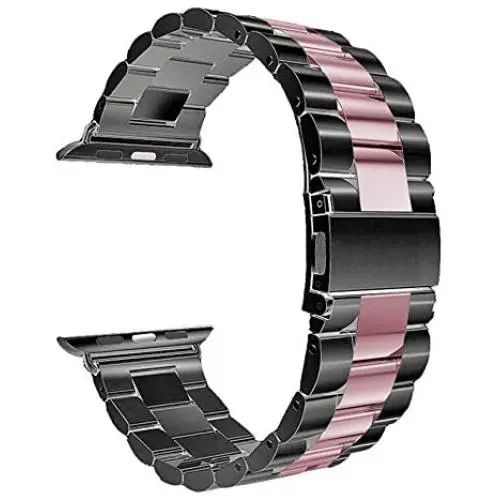 Seinit Stainless Steel Watch Band Replacement Strap Compatible with Apple Watch Series 6/5/4/3/2/1 44mm/42mm, Black/Rose Gold Seinit Stainless Steel Watch Band Replacement Strap Compatible with Apple Watch Series 6/5/4/3/2/1 44mm/42mm, Black/Rose Gold