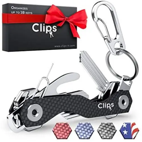 Clips Smart Compact Key Organizer Holder Keychain - Made of Carbon Fiber & Stainless Steel- Pocket Organizer Up to 28 Keys- Lightweight, Strong Includes Bottle Opener, Carabiner & More Clips Smart Compact Key Organizer Holder Keychain - Made of Carbon Fiber & Stainless Steel- Pocket Organizer Up to 28 Keys- Lightweight, Strong Includes Bottle Opener, Carabiner & More