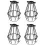 Rustic State Set of 4 Industrial Vintage Style | Hanging Pendant Metal Wire Cage | Adjustable Light Fixture Lamp Guard (Black)