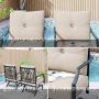 LOKATSE HOME 2 Pieces Outdoor Conversation Furniture Patio Bistro Armchair Set Metal Single Dining Chairs with Cushion, Beige