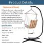 Hammock Chair C-Stand Hanging Swing Stand, Durable Metal C Shape Frame Hammock Chair Stand w/Heavy Duty Solid Steel Construction & Crisscross X-Shape Base, Hanging Hammock Chairs for Indoor Outdoor