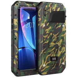 Beasyjoy iPhone XR Metal Case Heavy Duty with Screen Full Body Protective Waterproof Shockproof Drop Proof Tough Rugged Hybrid Military Grade Defender Outdoor Black (Camo)