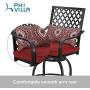 PHI VILLA Outdoor Swivel Bar Stool Set of 2 Counter Height Patio Metal Dining Chairs All-Weather Patio Furniture Chair Set with Cushion & Pillow for Bistro Lawn Yard Garden