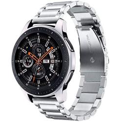 V-MORO Metal Strap Compatible with Galaxy Watch 46mm Bands/Gear S3 Classic Band Men Silver 22mm Solid Stainless Steel Business Bracelet for Samsung Galaxy Watch 46mm R800/Gear S3 Classic/Frontier