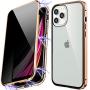 Anti Peeping Magnetic Case for iPhone 7plus/8plus, Privacy Case with Clear Double Sided Tempered Glass [Magnet Absorption Metal Bumper Frame] 360°Protection for iPhone 7plus/8plus-Gold