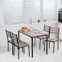 HOMCOM Modern 5-Piece Wooden Counter Dining Kitchen Table Set, 1 Table 4 Chairs Metal Legs, Suitable for Outdoors, Grey